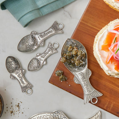 Crosby & Taylor Fish 4-piece Artisan Pewter Measuring Spoon Set, Handmade in the USA