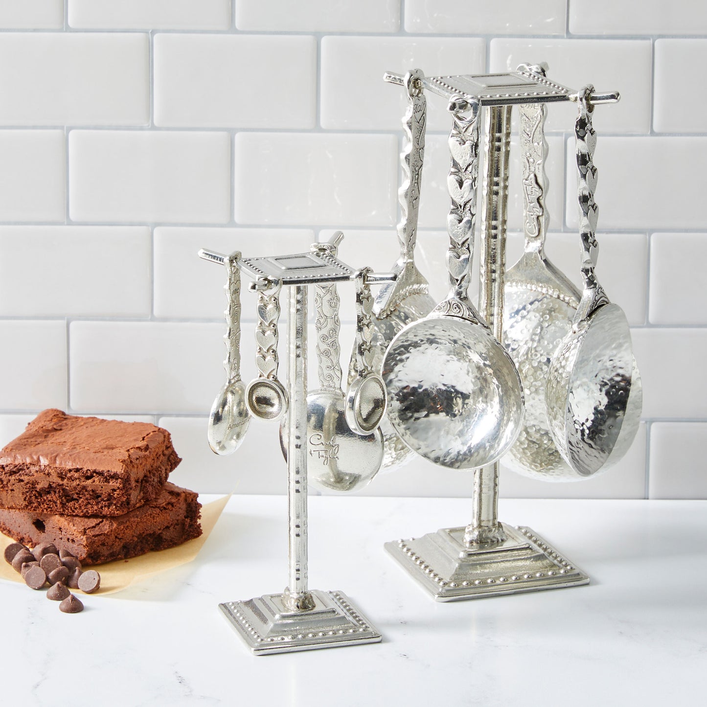 Crosby & Taylor Heart Artisan Pewter Measuring Cups with Display Post