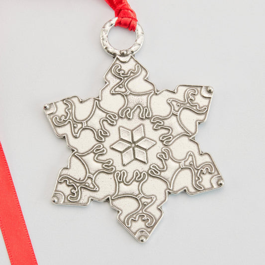 Crosby & Taylor Reindeer Games 2020 Annual Snowflake Pewter Ornament