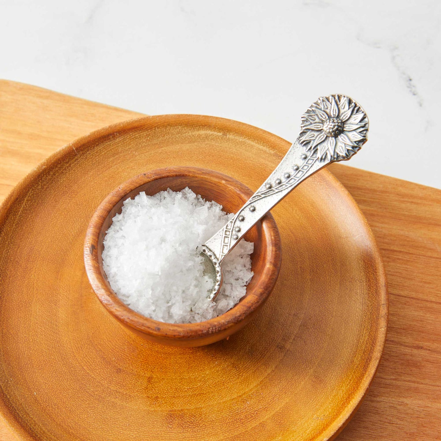 Crosby & Taylor Sunflower 3-1/2" Salt Spoon, American Handmade Artisan Pewter