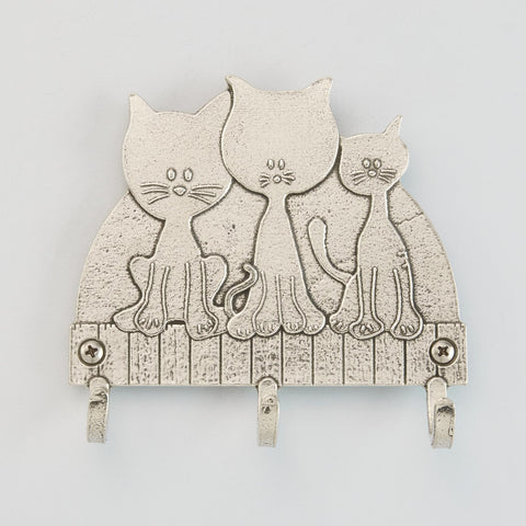 Crosby & Taylor Three Patient Kitties 5" American Handmade Pewter Key Rack