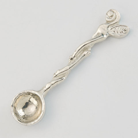 Crosby & Taylor Leaf 3-1/2" Salt Spoon, American Handmade Artisan Pewter