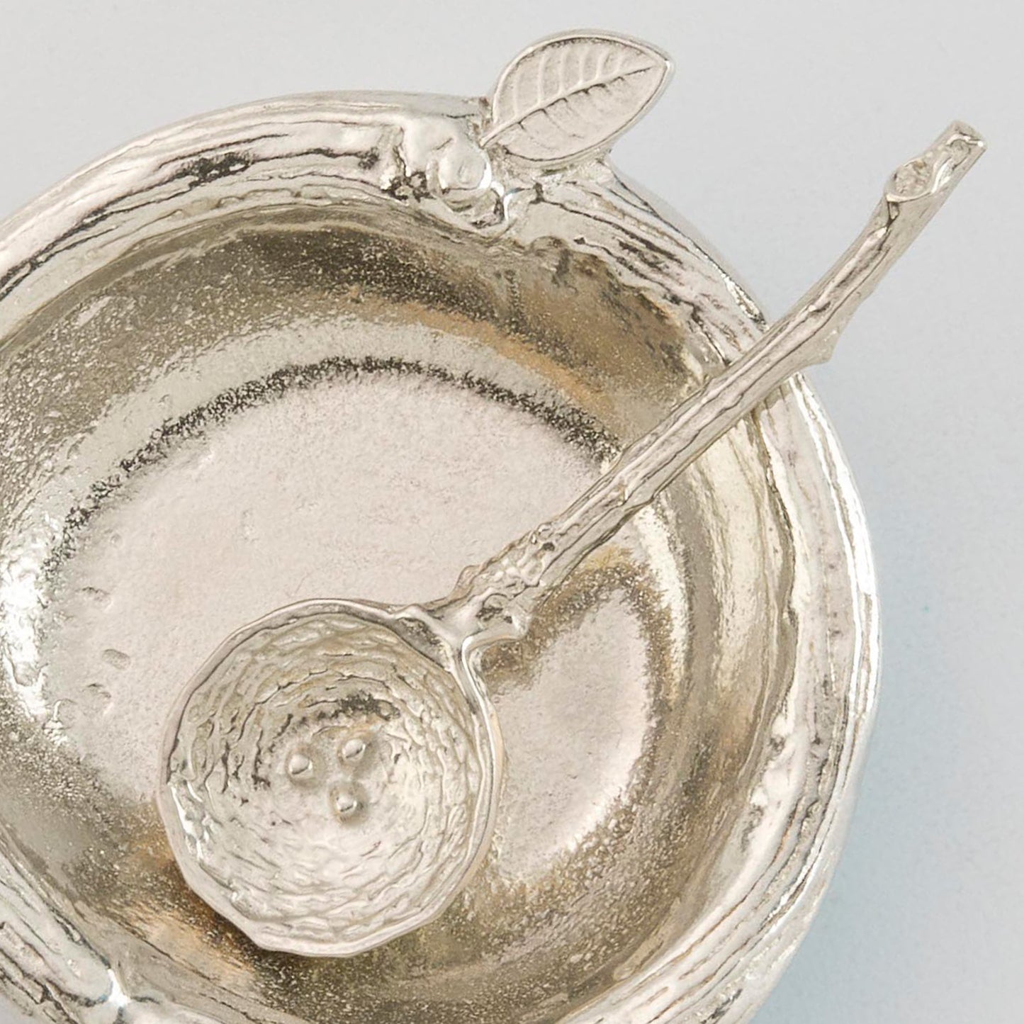 Crosby & Taylor American Handmade Artisan Pewter 2.5" Salt Dish with Bird's Nest Spoon