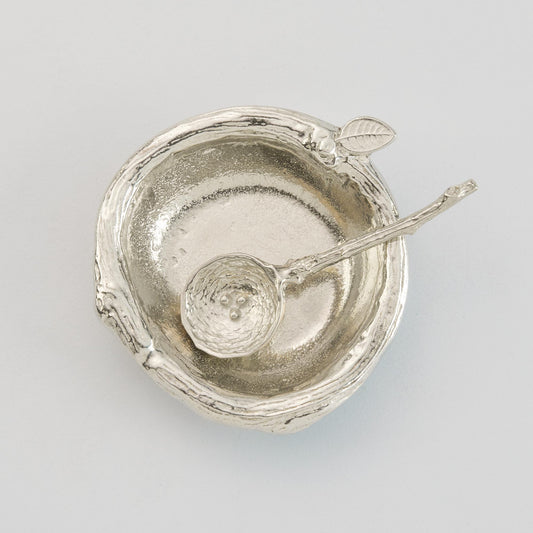 Crosby & Taylor American Handmade Artisan Pewter 2.5" Salt Dish with Bird's Nest Spoon