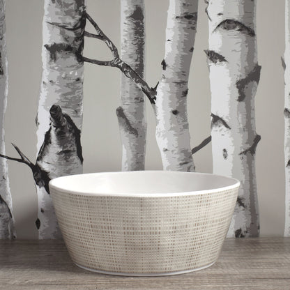 Merritt Luxe Linen 9-1/2" Melamine Serving Bowl, Beige