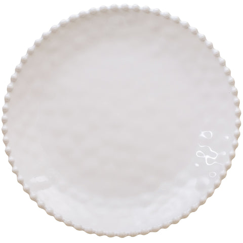 Merritt Beaded Pearl 14" Melamine Serving Platter, Cream