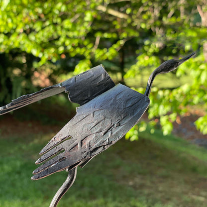Blackthorne Forge 7" Heron Steel Sculpture, Handcrafted in Vermont