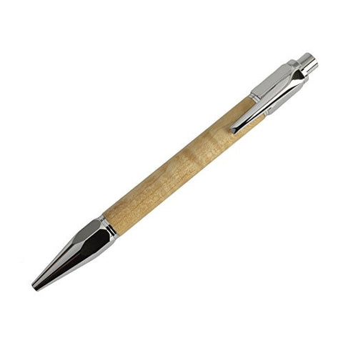 Hesscraft Vertex Click Ballpoint Pen, Figured Maple/Chrome - The Barrington Garage