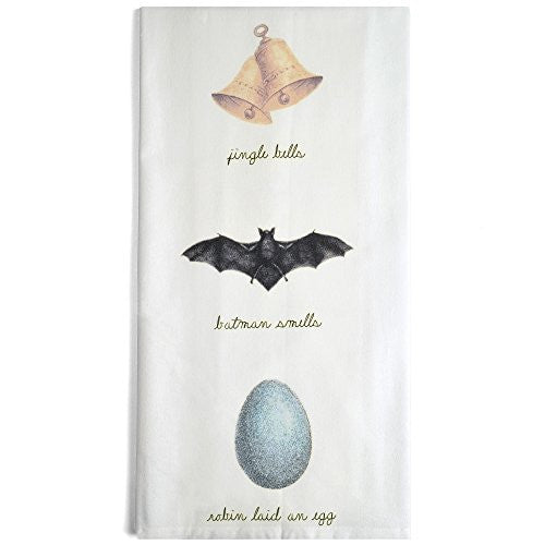 Montgomery Street Jingle Bells, Batman Smells Cotton Flour Sack Dish Towel