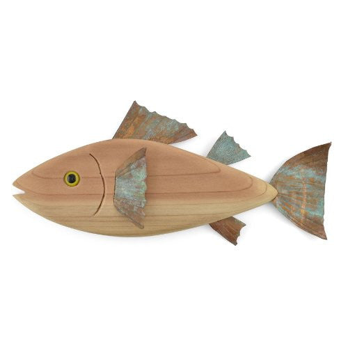 Laughing Moon 10-inch Salted Rockfish Wood and Copper Plaque - The Barrington Garage