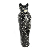 Red Cat Ceramics Pet Memorial, Tuxedo Cat with Black & White Dot Urn - The Barrington Garage