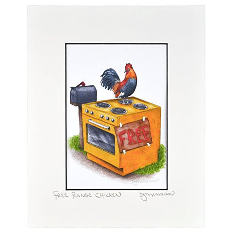 Don McMahon Free Range Chicken Matted Print, 8x10 Unframed - The Barrington Garage