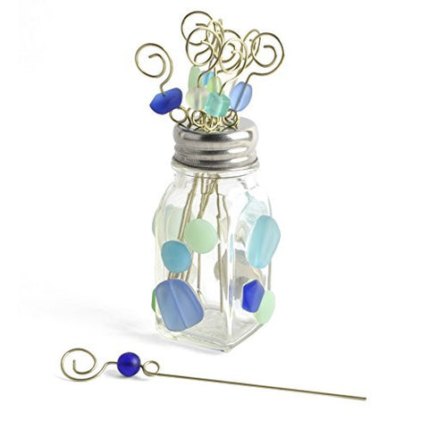 Gone Home Garnish Pick Holder with 10 Beaded Picks, Coastal - The Barrington Garage