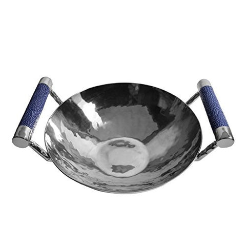 VIVO Hammered Stainless Steel 8-inch Bowl with Shagreen Handles, Navy - The Barrington Garage