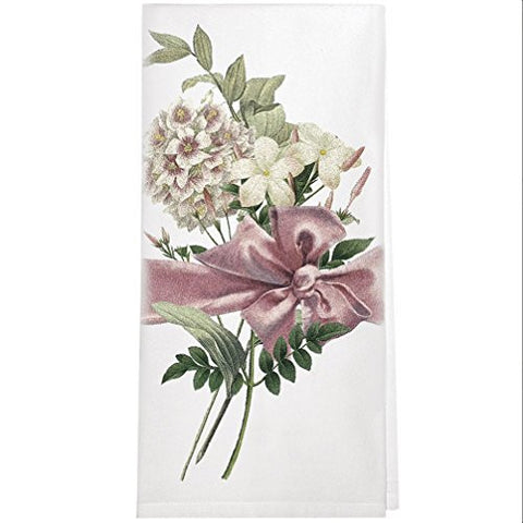 Montgomery Street Flower Bouquet with Pink Bow Cotton Flour Sack Dish Towel - The Barrington Garage