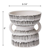 Accent Decor 6-1/4 x 6-inch Modern Ceramic Pot with Handles, White/Black