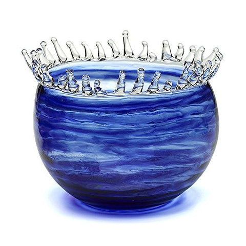 Jim Loewer Blue Splash Blown Glass Bowl - The Barrington Garage