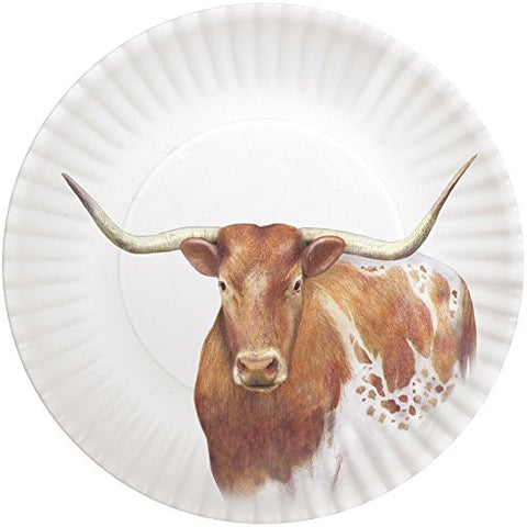 Western Longhorn Steer 9-inch Melamine Plates, Set of 4 - The Barrington Garage