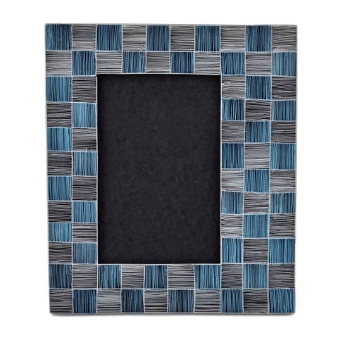 Swahili Modern Basketweave 4 x 6 Soapstone Frame, Blue/Black - The Barrington Garage