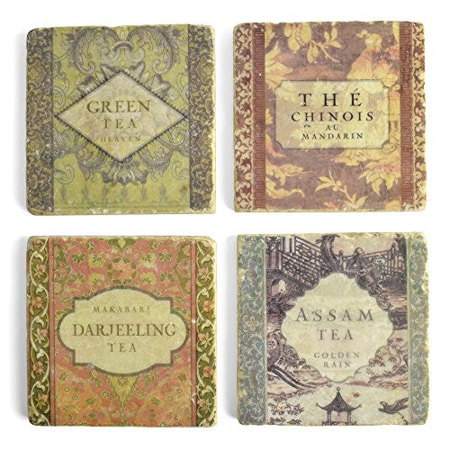 Studio Vertu Tea Labels Marble Coasters, Set of 4 - The Barrington Garage