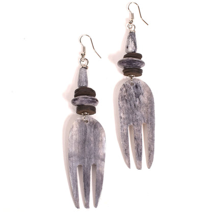 Handmade Bone Hair Pick Earrings from Kenya