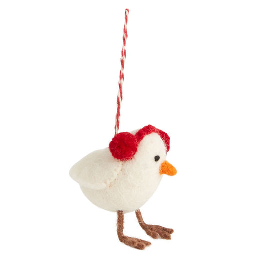 Birdy with Earmuffs Felted Wool Ornament, Handmade in Nepal, Set of 2