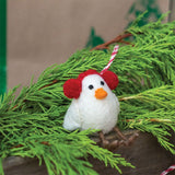 Birdy with Earmuffs Felted Wool Ornament, Handmade in Nepal, Set of 2
