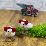 Birdy with Earmuffs Felted Wool Ornament, Handmade in Nepal, Set of 2
