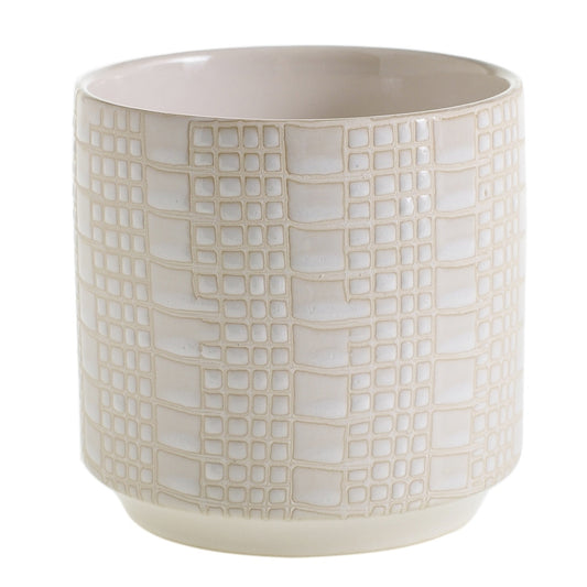Accent Decor Zati 4.5-inch Stoneware Pot, Cream