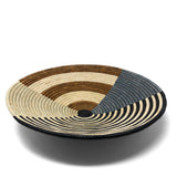 African Fair Trade Handwoven Raffia Basket, Large, Green/Gray/Black