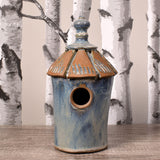Anthony Stoneware Cottage Birdhouse, Handmade American Pottery, French Blue