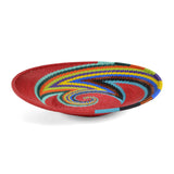 Fair Trade Zulu Telephone Wire 8" Platter Basket, Red Rainbow