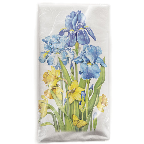 Mary Lake-Thompson Irises and Daffodils Cotton Flour Sack Dish Towel