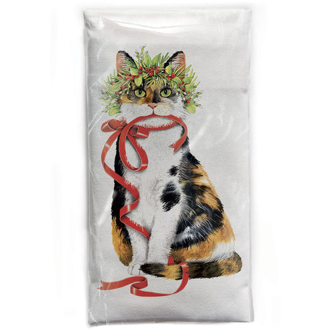 Mary Lake-Thompson Cat with Crown Cotton Flour Sack Dish Towel