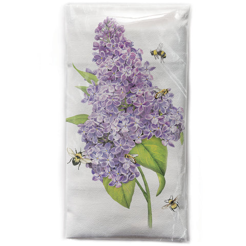 Mary Lake-Thompson Lilac and Bees Cotton Flour Sack Dish Towel