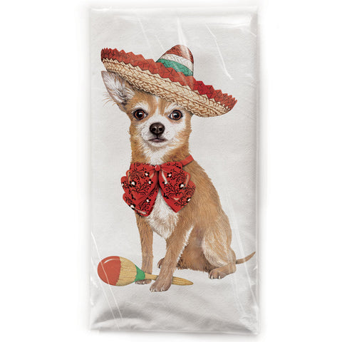 Mary Lake-Thompson Chihuahua Sombrero Cotton Flour Sack Kitchen Towel