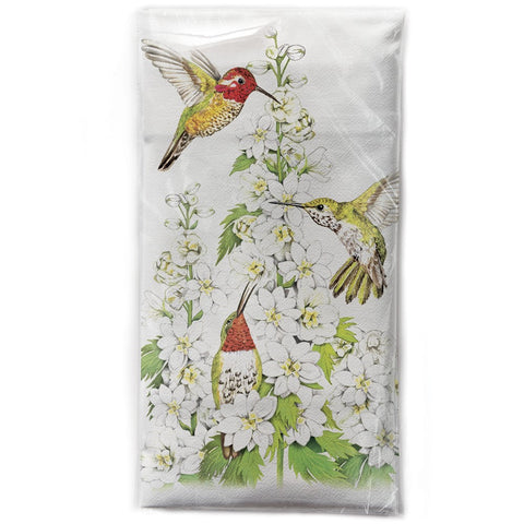 Mary Lake-Thompson Hummingbirds and Flowers Cotton Flour Sack Dish Towel