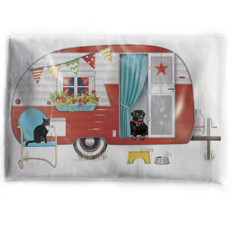 Mary Lake-Thompson Red Camper Flour Sack Dish Towel