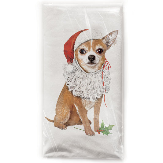 Mary Lake-Thompson Chihuahua Santa Cotton Flour Sack Dish Towel