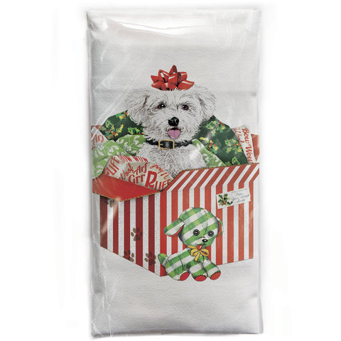 Mary Lake-Thompson Bichon Present Cotton Flour Sack DIsh Towel