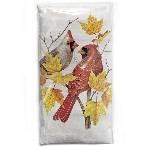 Mary Lake-Thompson Cardinals on a Maple Branch Cotton Flour Sack Dish Towel