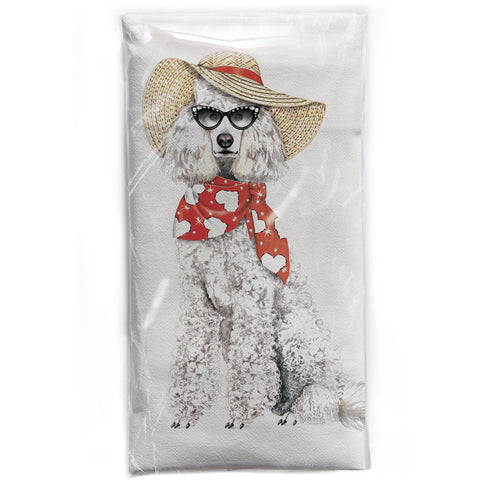 Mary Lake-Thompson Poodle with Sunglasses Flour Sack Dish Towel
