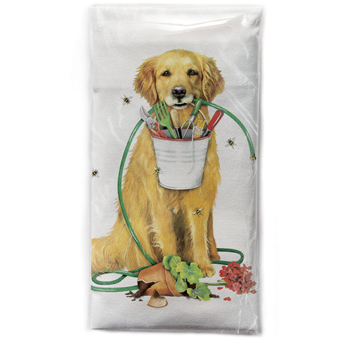 Mary Lake-Thompson Garden Retriever Cotton Flour Sack Dish Towel