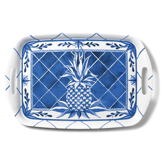 Bamboo Table Blue Pineapple 18 x 12-inch Serving Tray