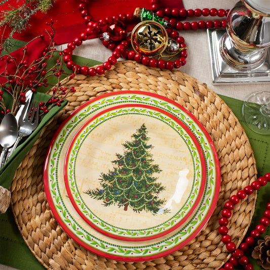 Bamboo Table Christmas Tree 8.5-inch Salad/Dessert Plate, Set of 4