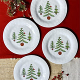 Bamboo Table Holiday Trees 8-inch Snack/Salad/Dessert Plate, Set of 4