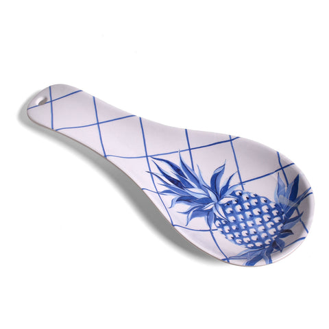 Bamboo Table Blue Pineapple Spoon Rest, Made of Eco-Friendly Bamboo Composite