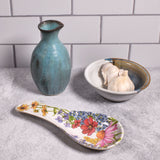 Bamboo Table Wildflowers Spoon Rest, Made of Eco-Friendly Bamboo Composite
