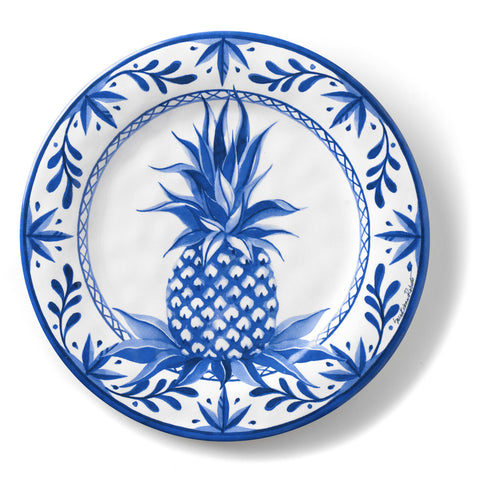 Bamboo Table Blue Pineapple 10.5-inch Dinner Plate, Set of 4