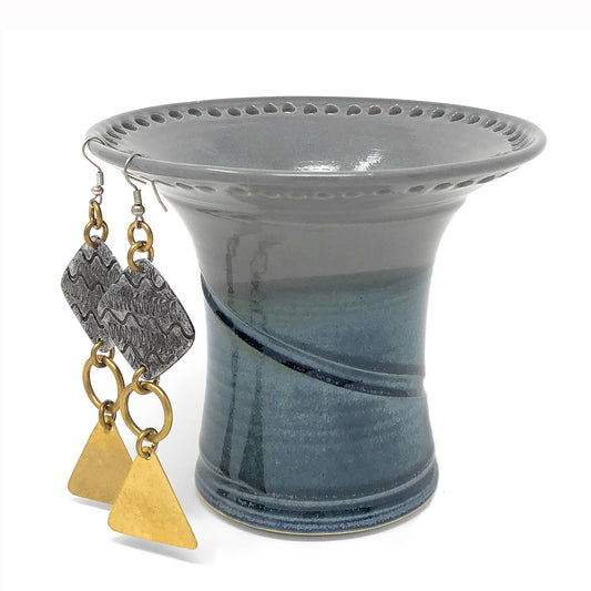 Barb Lund Pottery Earring Holder, Gray/Slate